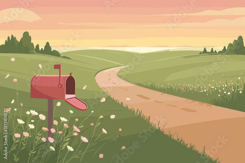 Sunlit Countryside Mailbox Artwork | Sunflowers, Meadows & Warm Field Scene