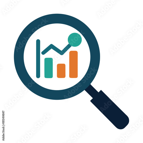 Financial analytics search vector illustration isolated on a white background