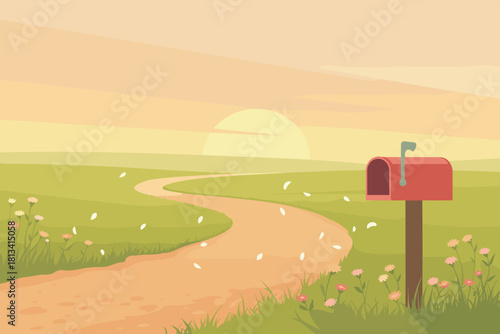 Sunlit Countryside Mailbox Artwork | Sunflowers, Meadows & Warm Field Scene