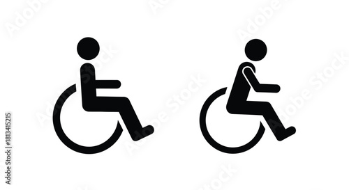 Accessibility symbols representing individuals using wheelchairs promoting inclusivity and access