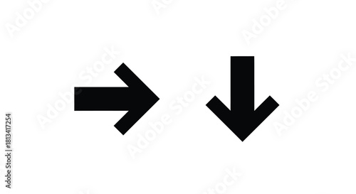Free Download Two black arrows pointing right and down on a white background - GFXLoad