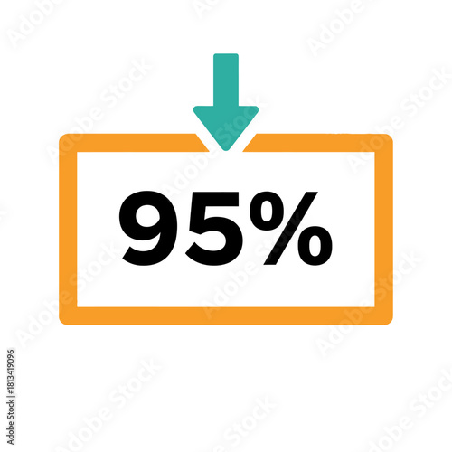 Percentage Reduction Sign Showing 95% Decrease in Green and Orange