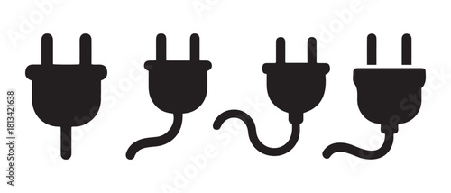 Electrical power plug connection icons for energy concept design.