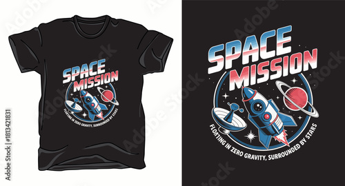 Space mission astronaut galaxy graphic vector art t-shirt design print