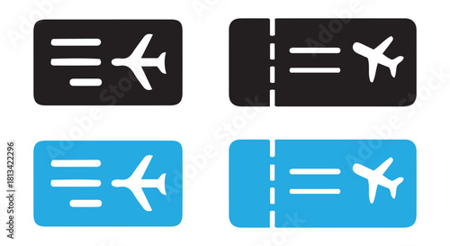 Airline boarding pass ticket icons for travel and flight booking.
