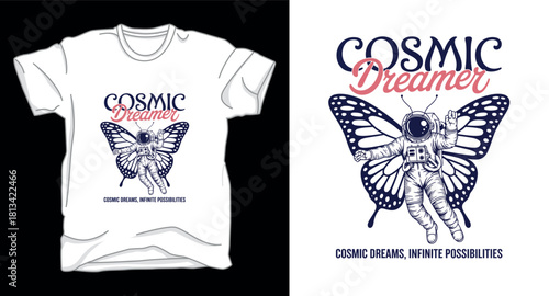 Cosmic dreamer astronaut galaxy graphic vector art t-shirt design print