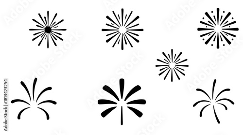 Minimal Firework & Starburst Silhouette Vector Pack