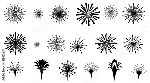 Firework Burst & Starburst Silhouette Vector Set