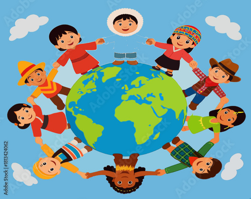 Children Around the World Unity Illustration
