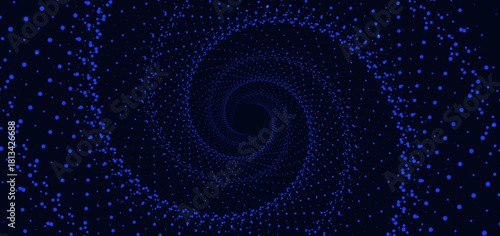 Futuristic glowing dotted blue on dark background. Technology big data network.