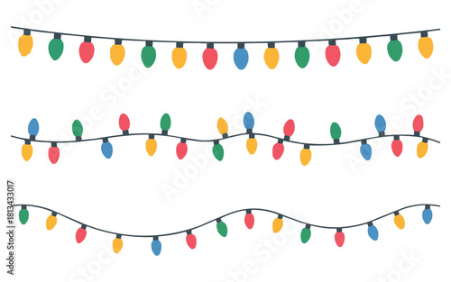 Festive string lights bring holiday cheer and add a warm, inviting glow to any design with these colorful retro bulbs, perfect for Christmas promotions