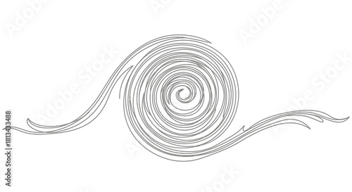 Abstract swirl design element with flowing lines forming a spiral shape on a white background.