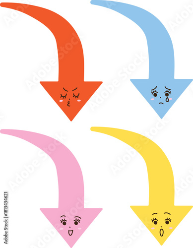 かわいい下向き矢印の感情アイコン