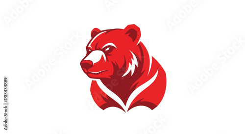 Stylized red bear illustration on white background for graphic design