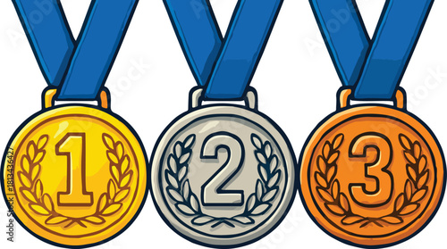 Gold Silver Bronze Medals Award Recognition for Winners
