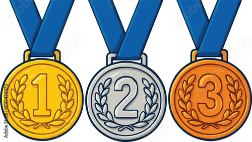 Gold Silver Bronze Medals Award Recognition for Winners
