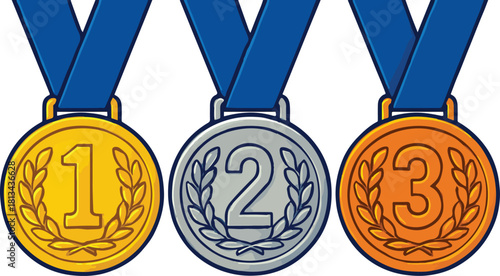 Gold Silver Bronze Medals Award Recognition for Winners
