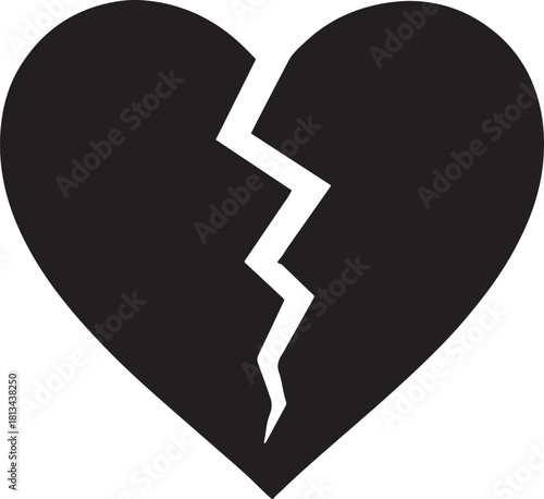 Broken Heart Silhouette Vector Design