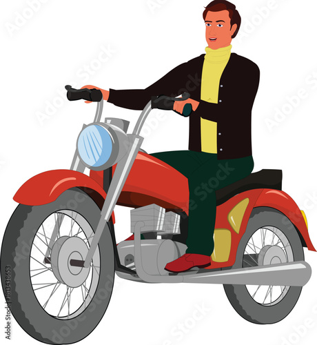  Indian Handsome Man with bike illustration animation ready