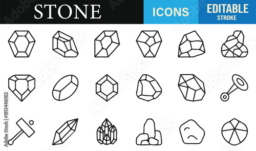 Minimalist crystal vector set showcasing various mineral formations and gem structures