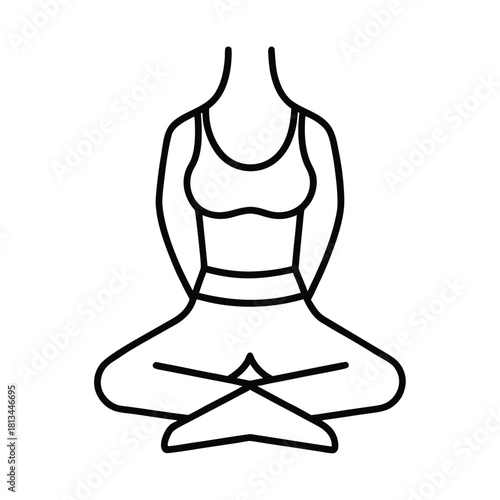 Minimalist Line Art Icon of a Woman Meditating in Lotus Pose
