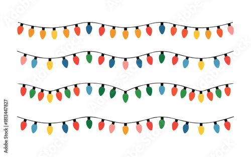 Colorful holiday lights strung together for festive cheer, perfect for vibrant Christmas designs and joyful seasonal promotions for the holidays