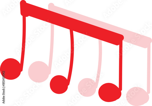 hand drawn red musical notes. chord music line style vector illustration 