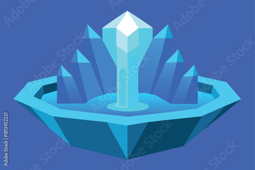 Crystalline fountain blue geometric low poly illustration art Vector