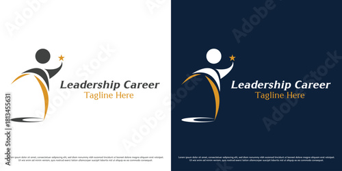 Leadership business logo design illustration vector. Silhouette of a successful company leader. Simple minimal abstract icon symbol.
