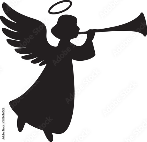 Angel silhouette with trumpet
