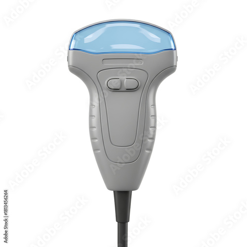 Modern Medical Ultrasound Transducer Wand with Blue Gel Pad and Buttons probe healthcare