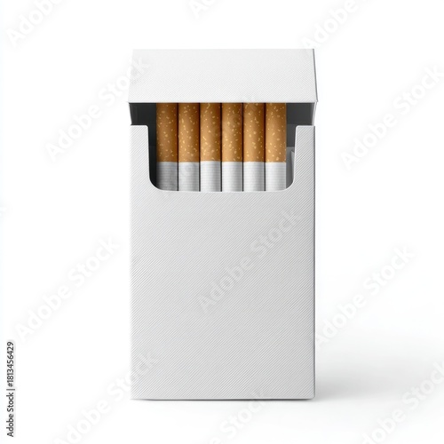 Blank white cigarette pack with cigarettes inside