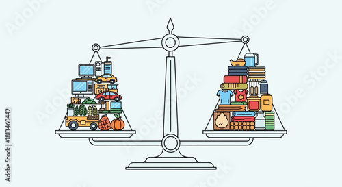 Illustration of a Scale with Unequal Weights on Each Side.