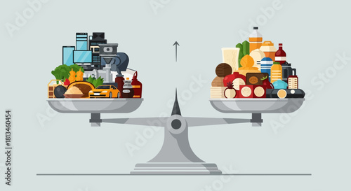Scales Balancing Consumer Goods and Food Products.
