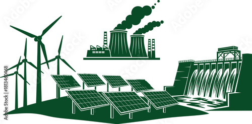 Renewable and non renewable energy sources wind solar hydro and coal power