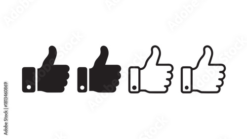 Collection of thumbs up icons for positive feedback and approval