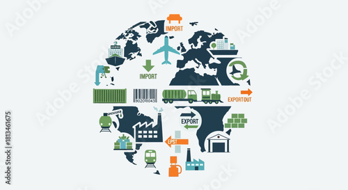 Global Logistics and Supply Chain Network Illustration.