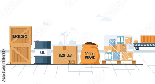 Diverse Cargo Ready for Global Shipping and Transportation.