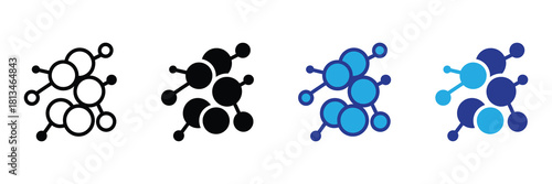 Set of molecule icons representing molecular structure, chemical bonds, and scientific research, isolated on white background. isolated on white background