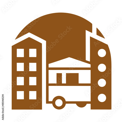 Urban Line Art Logo Of Hostel Dorms And