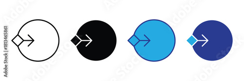 Set of four circular icons with arrows, representing different states or options, isolated on a white background for diverse use.
