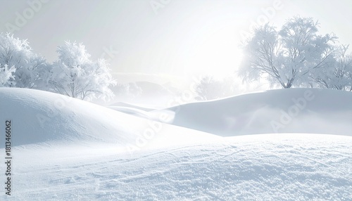 Wallpaper Mural 雪山と風紋のある雪原の風景 / Snowy mountain landscape with wind-sculpted drifts under bright sky
 Torontodigital.ca