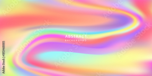 Iridescent holographic abstract rainbow seamless pattern. Vibrant background in 80s and 90s style. Tie dye art gradient effect. Unicorn wallpaper. Fairy tale backdrop.