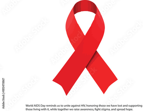 PrintRed awareness ribbon for HIV/AIDS support with World AIDS Day message vector illustration