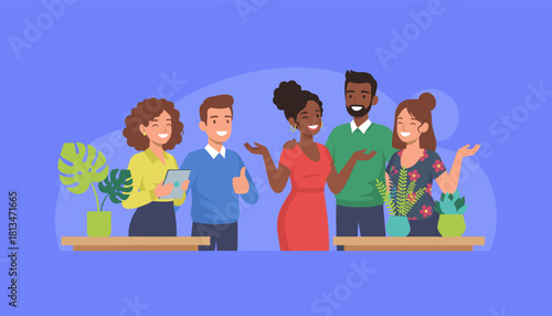 Diverse smiling team illustration Successful colleagues working together