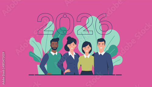 Corporate team collaboration ready for the business goals of 2026