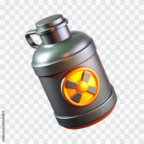 3D Apocalypse Nitro Fuel Icon | Explosive Booster Fuel Bottle & Post-Apocalyptic Power Symbol