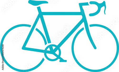 The Cyan-Toned Bicycle: A sleek, cyan-colored bicycle is illustrated. This image depicts the quintessential symbol of cycling and the freedom of the open road.