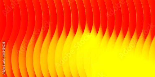 Neon ribbed fractal glass 3d background. Holographic vertical stripe pattern with vibrant purple blue yellow gradient. Abstract black bg, iridescent texture lines in radiant colors. 3D illustration