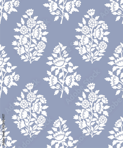 FLORAL BLOCK PRINT REPEAT VECTOR PATTERN FLOWER DESIGN BOHO PATTERN